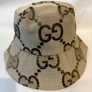 Gucci GG Monogram Jumbo Jacquard Canvas Bucket Hat Beige Size O/S